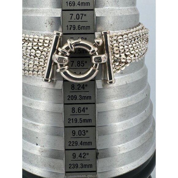 Milor Italy 925 Sterling Silver Ten Strand Circle Link Chain Statement Bracelet - Picture 6 of 14